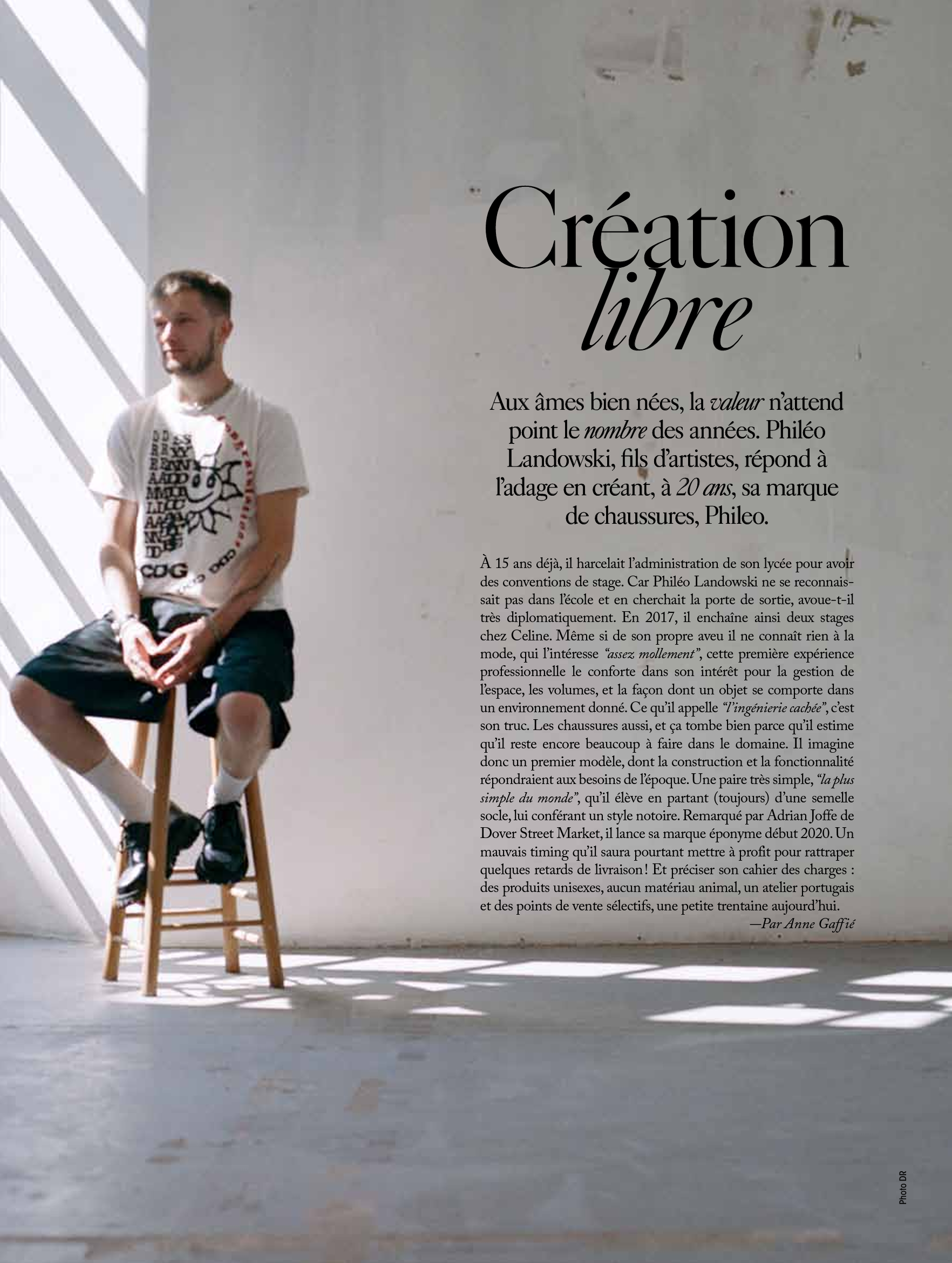 [L'OFFICIEL] Philéo Landowski crée sa marque de chaussures, PHILEO
