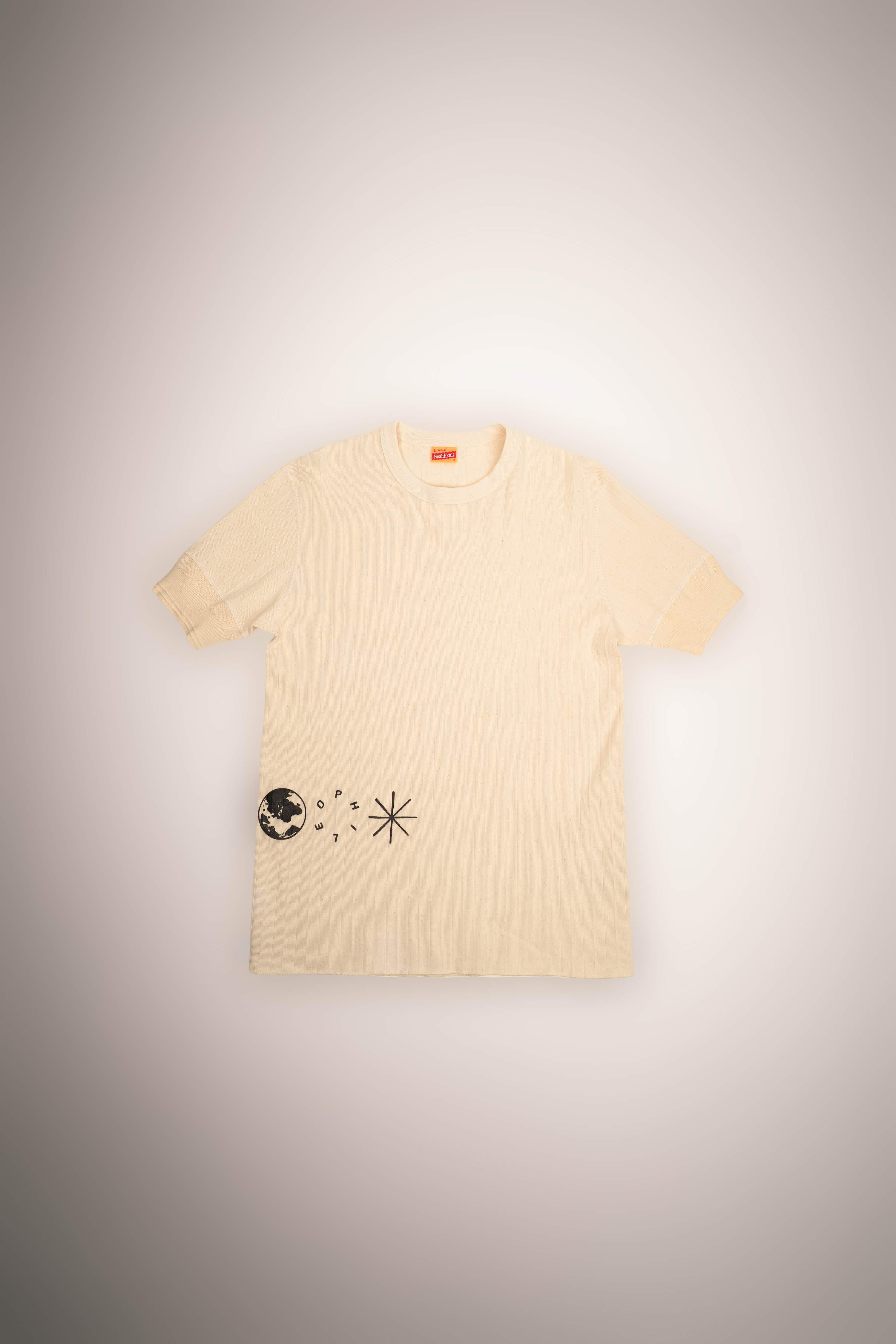 Vintage Broad Rib Crew neck, Horizontal Circles (Black on Natural)