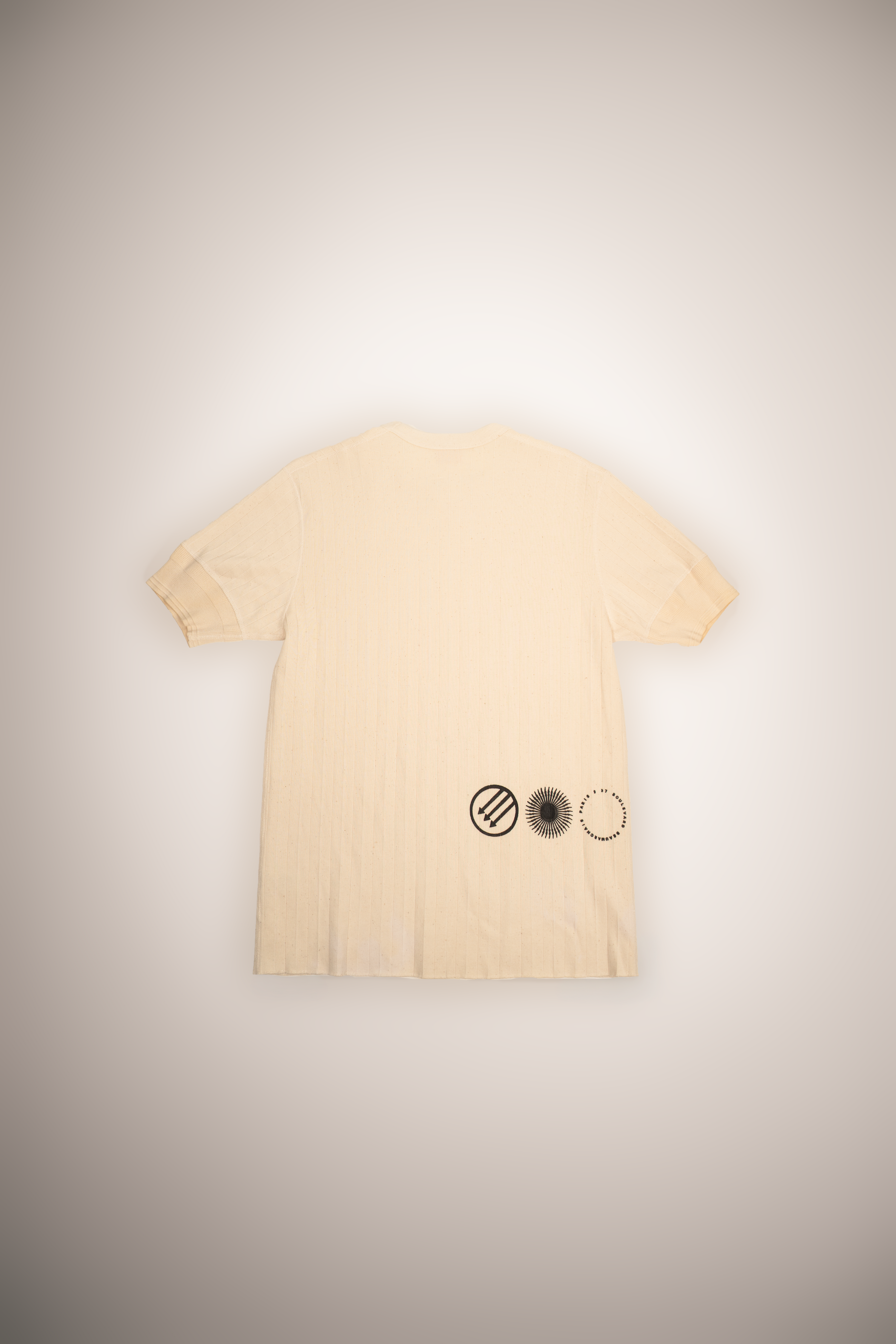 Vintage Broad Rib Crew neck, Horizontal Circles (Black on Natural)