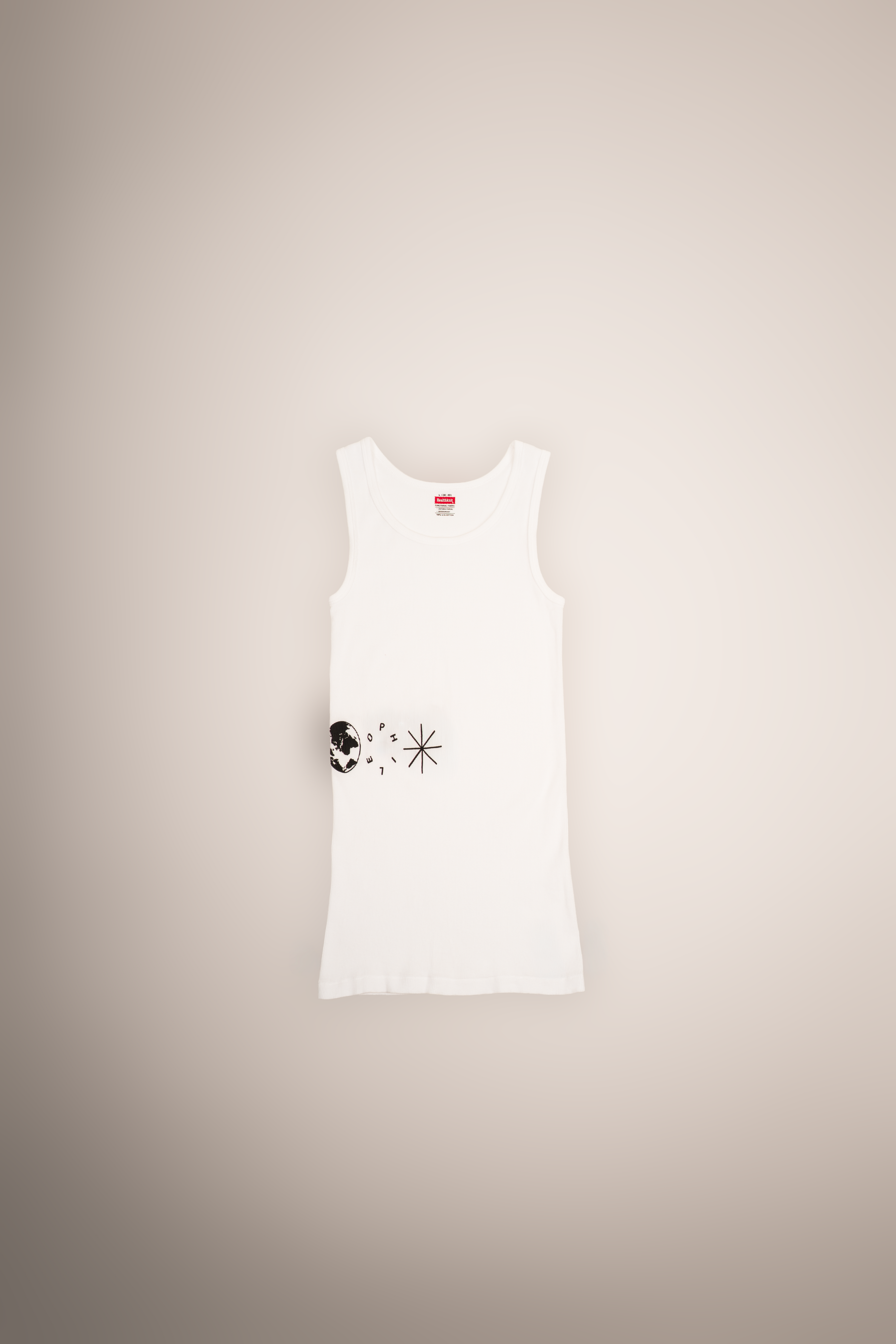 Ribbed Tank top, Horizontal circles (Black on white)