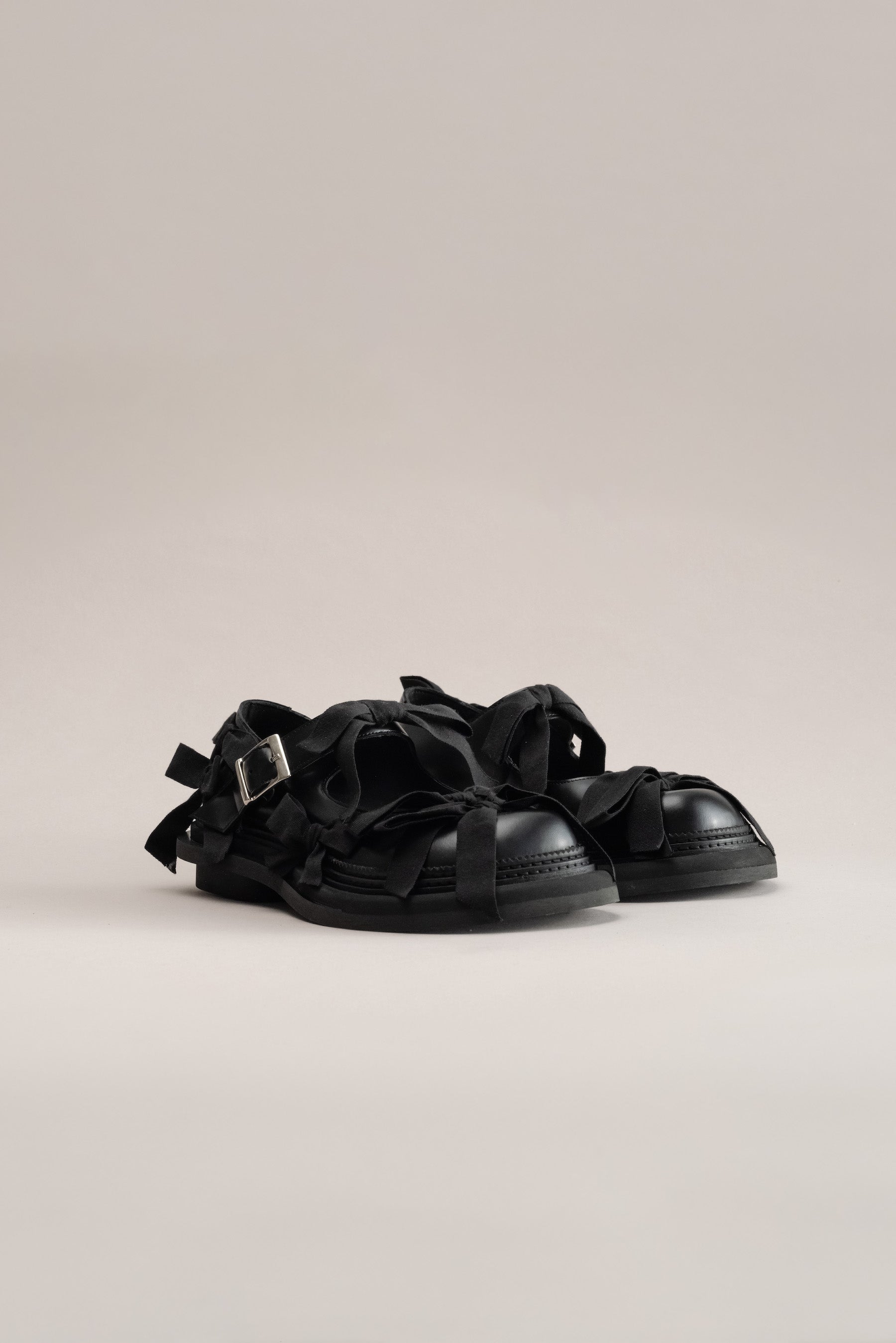 074 - MARY JANE BOWS Super (Leather & Canvas, Black)