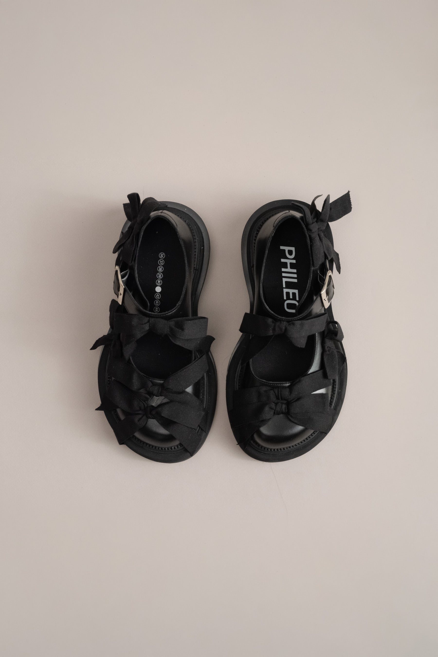074 - MARY JANE BOWS Super (Leather & Canvas, Black)