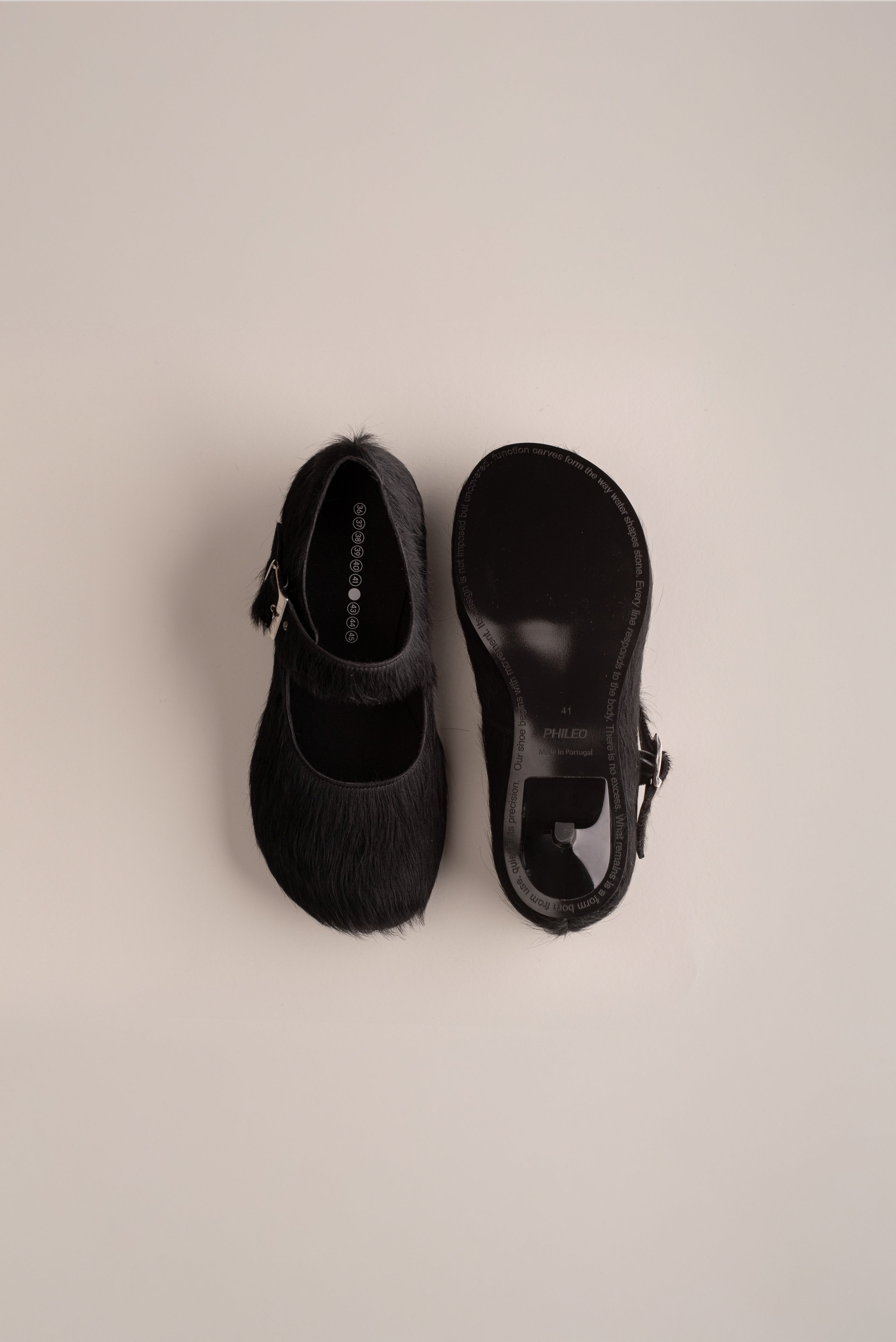 075 - MARY JANE KITTEN (Black, Hairy Leather)